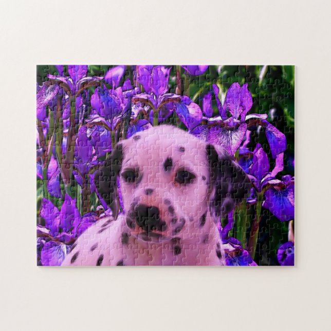 Dalmatiner Puppy Iris Blume Hund Kunst Puzzle (Horizontal)