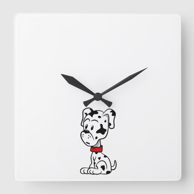 Dalmatiner Puppy Quadratische Wanduhr (Vorderseite)