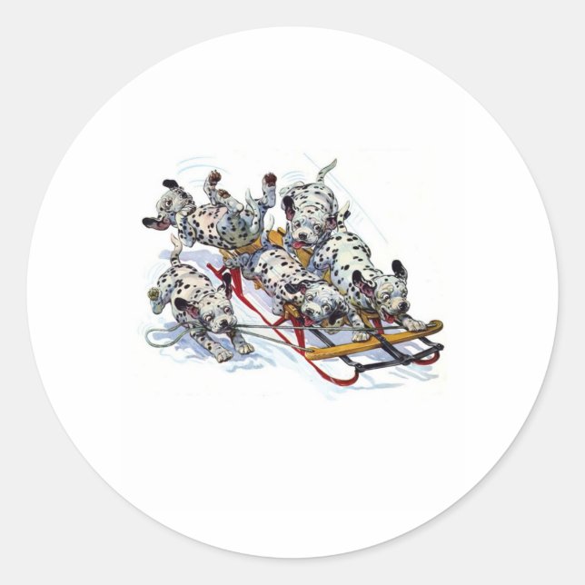 Dalmatiner-Pups Runder Aufkleber (Vorderseite)