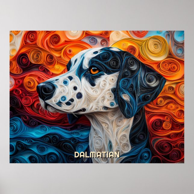Dalmatiner Quilling Art Dog Portrait Poster (Vorne)