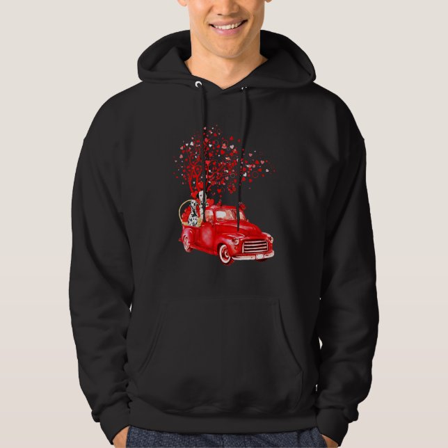 Dalmatiner Reiten Red Truck Valentine Butterfly He Hoodie (Vorderseite)