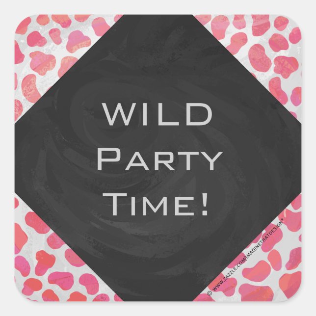 Dalmatiner Rosa und Weiß mit Monogramm Quadratischer Aufkleber (Vorderseite)