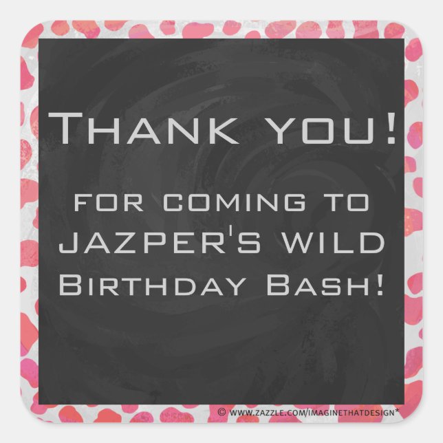 Dalmatiner Rosa und Weiß mit Monogramm Quadratischer Aufkleber (Vorderseite)