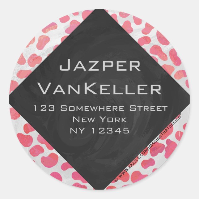 Dalmatiner Rosa und Weiß mit Monogramm Runder Aufkleber (Vorderseite)