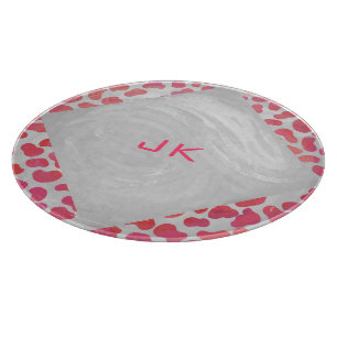 Dalmatiner Rosa und Weiß mit Monogramm Schneidebrett