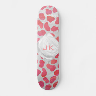 Dalmatiner Rosa und Weiß mit Monogramm Skateboard