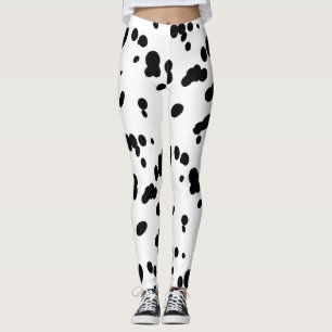 Dalmatiner schlägt Muster Schwarz-Weiß-Dog-Fur Leggings