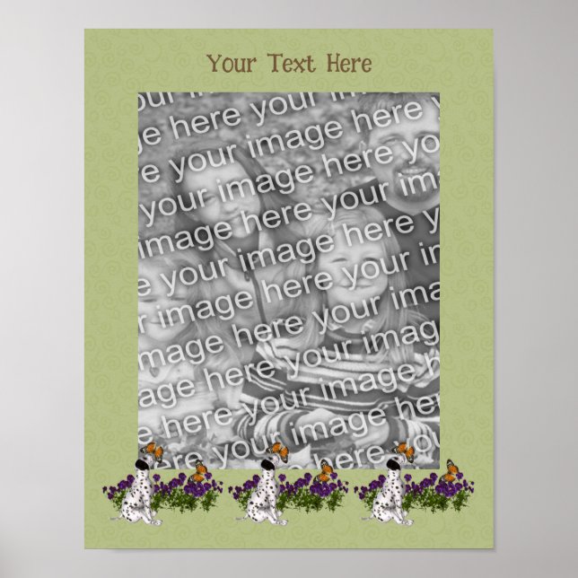 Dalmatiner-Schmetterlinge Rahmen hinzufügen Ihr Fo Poster (Vorne)