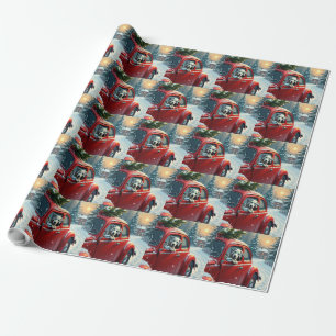 Dalmatiner-Schneefahrt-Weihnachtsbild Geschenkpapier