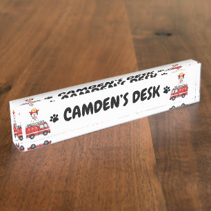 Dalmatiner-Schreibtisch mit Brandzeichen Namensplakette