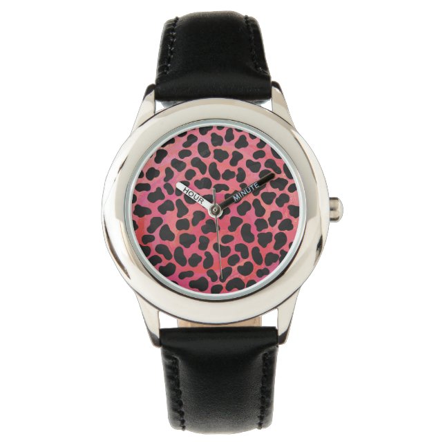 Dalmatiner Schwarz/Rot Armbanduhr (Vorderseite)