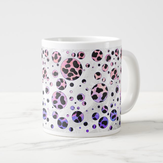 Dalmatiner Schwarz und Rosa Polka Dot drucken Jumbo-Tasse (Vorderseite Rechts)