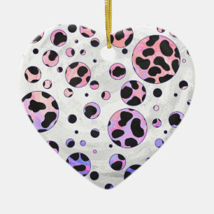 Dalmatiner Schwarz und Rosa Polka Dot drucken Keramikornament