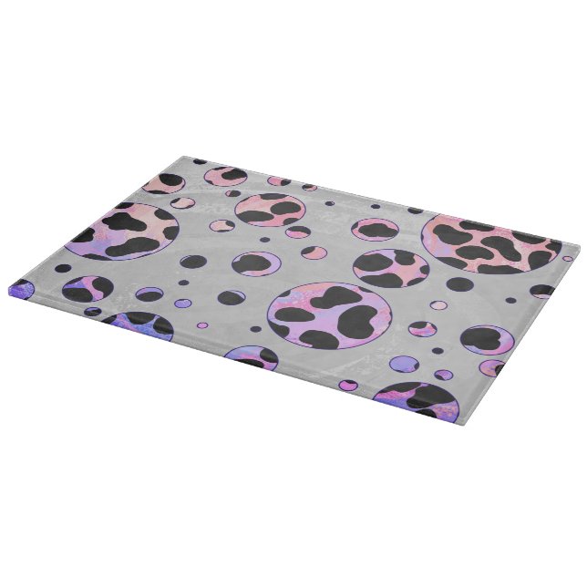 Dalmatiner Schwarz und Rosa Polka Dot drucken Schneidebrett (Ecke)
