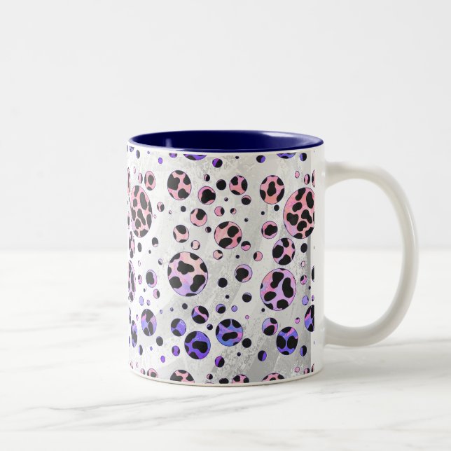 Dalmatiner Schwarz und Rosa Polka Dot drucken Zweifarbige Tasse (Rechts)