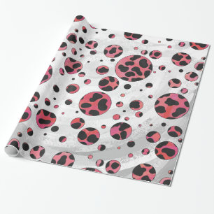 Dalmatiner Schwarz und Rot mit Polka Dots Geschenkpapier