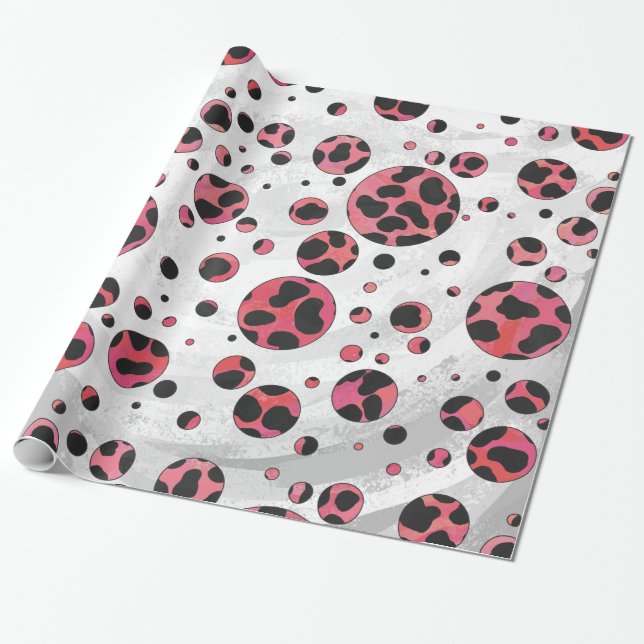 Dalmatiner Schwarz und Rot mit Polka Dots Geschenkpapier (Ungerollt)