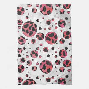 Dalmatiner Schwarz und Rot mit Polka Dots Geschirrtuch