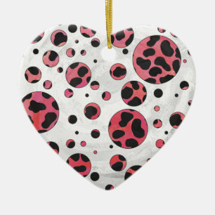 Dalmatiner Schwarz und Rot mit Polka Dots Keramikornament