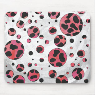 Dalmatiner Schwarz und Rot mit Polka Dots Mousepad