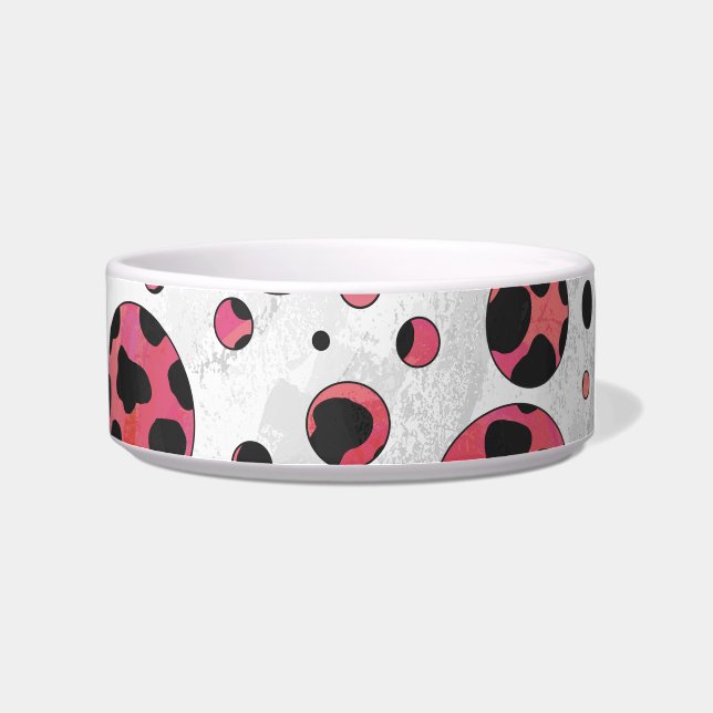 Dalmatiner Schwarz und Rot mit Polka Dots Napf (Rechts)