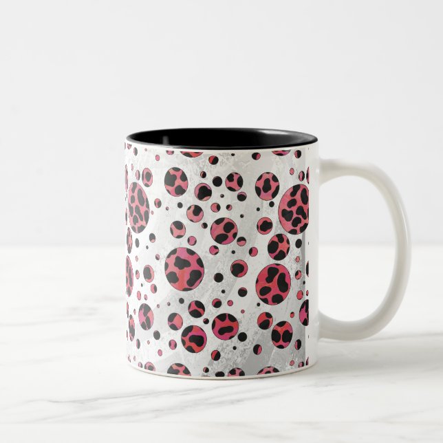 Dalmatiner Schwarz und Rot mit Polka Dots Zweifarbige Tasse (Rechts)