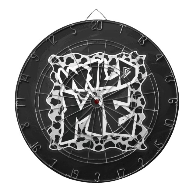 Dalmatiner Schwarz und Weiß mit Wilden Mich Dartscheibe (vorne)