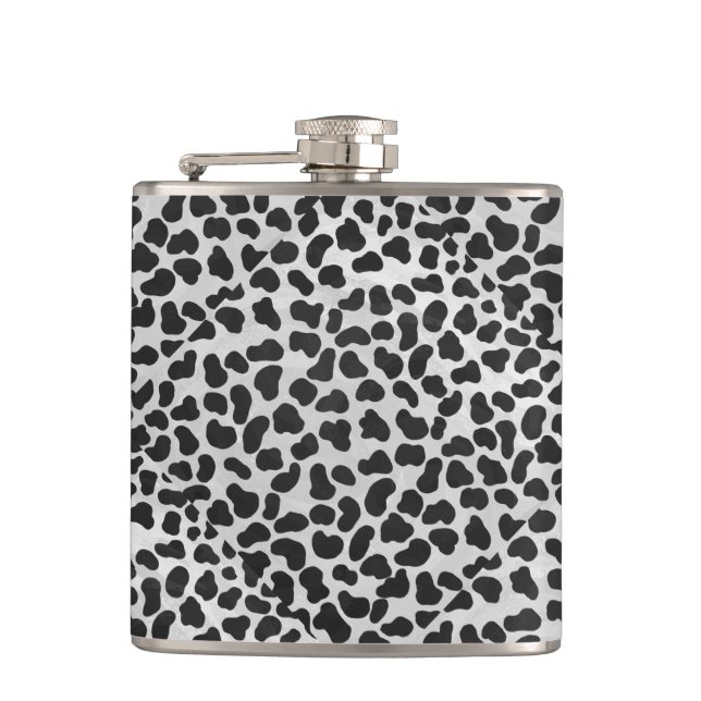 Dalmatiner Schwarz/Weiß Flachmann (Vorderseite)