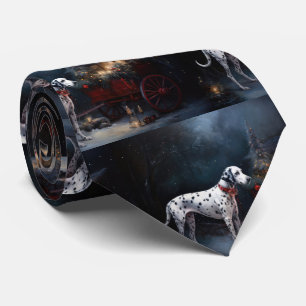 Dalmatiner Snowy Sleigh Weihnachtsdekor Krawatte