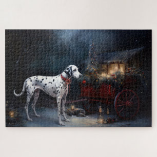 Dalmatiner Snowy Sleigh Weihnachtsdekor Puzzle