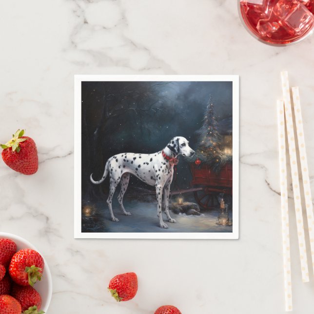 Dalmatiner Snowy Sleigh Weihnachtsdekor Serviette (Beispiel)