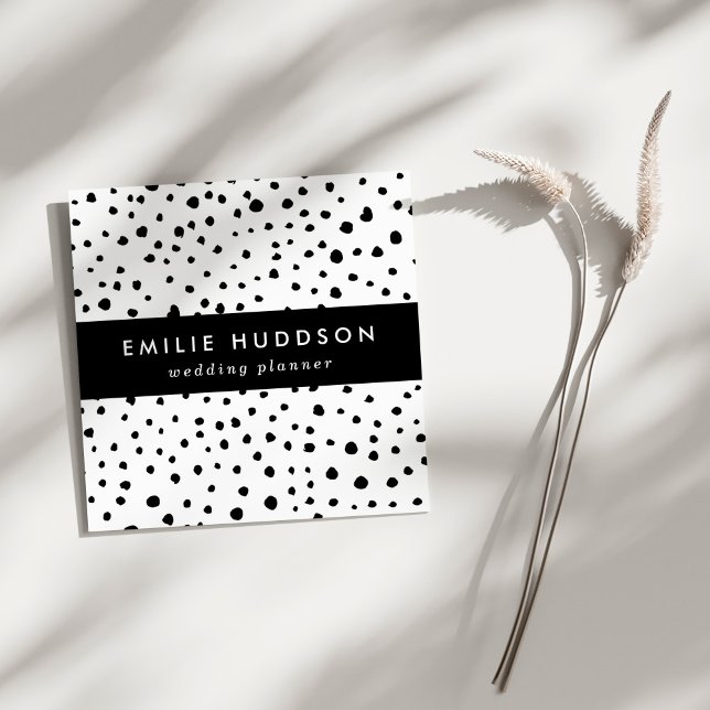 Dalmatiner-Spots, Dalmatiner-Punkte, Schwarz und W Quadratische Visitenkarte (Von Creator hochgeladen)