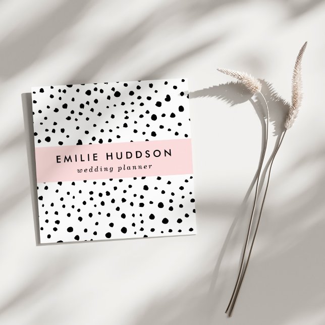 Dalmatiner-Spots, Dalmatiner-Punkte, Schwarz und W Quadratische Visitenkarte (Von Creator hochgeladen)