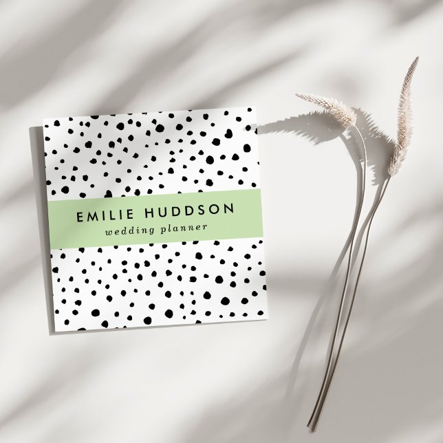 Dalmatiner-Spots, Dalmatiner-Punkte, Schwarz und W Quadratische Visitenkarte (Von Creator hochgeladen)