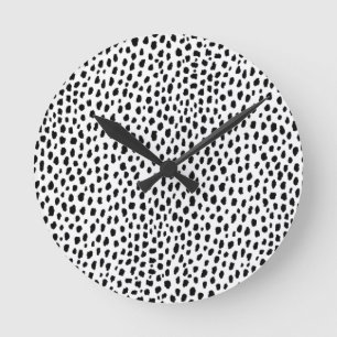 Dalmatiner-Spots (schwarz/weiß) Runde Wanduhr