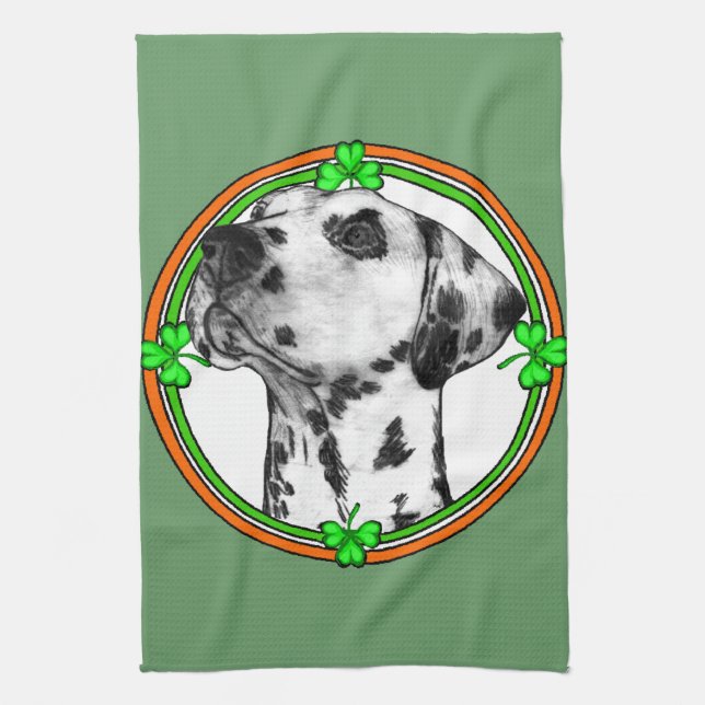 Dalmatiner St Patricks Day Küchentuch (Vertikal)