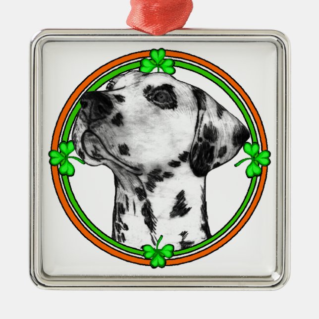 Dalmatiner St Patricks Day Ornament Aus Metall (Vorne)