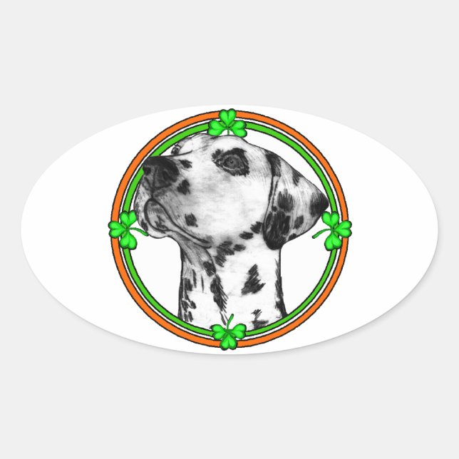 Dalmatiner St Patricks Day Ovaler Aufkleber (Vorderseite)