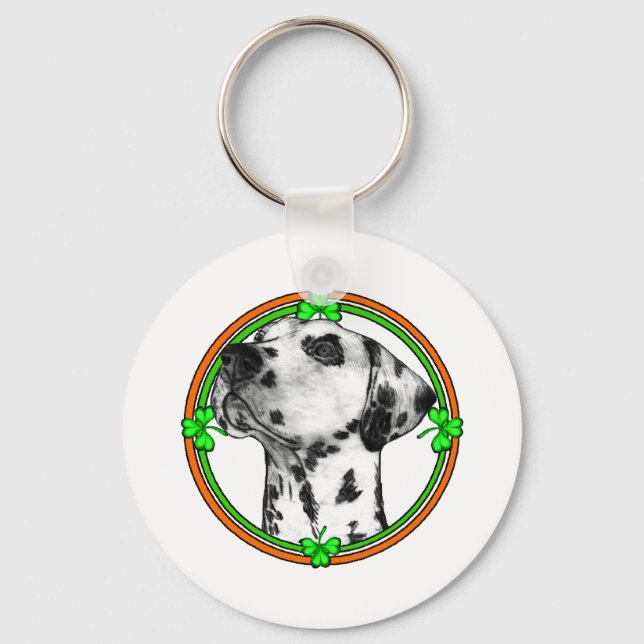 Dalmatiner St Patricks Day Schlüsselanhänger (Vorderseite)