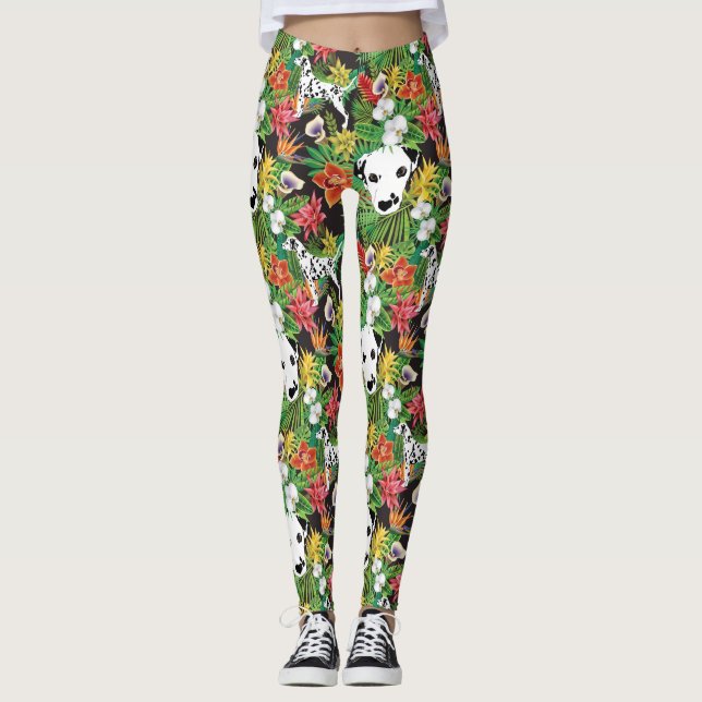 Dalmatiner Tropischer Blütendschungel - Dalformati Leggings (Vorderseite)