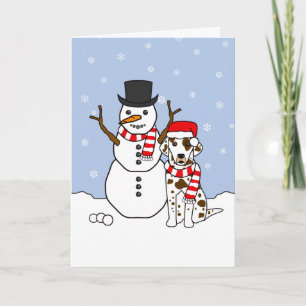 Dalmatiner und Snowman Feiertagskarte