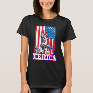 Dalmatiner Vater Mama 4. Juli Amerikanische Flagge T-Shirt