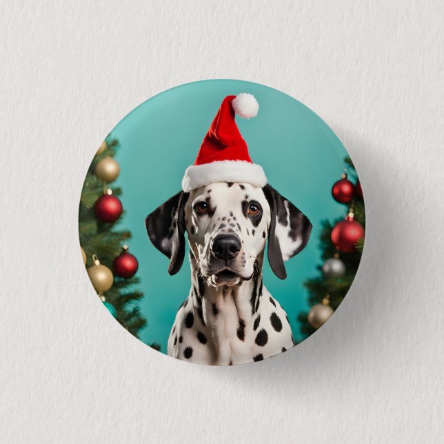 Dalmatiner Weihnachten Button (Vorderseite)