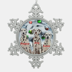 Dalmatiner Weihnachten Schneeflocken Zinn-Ornament