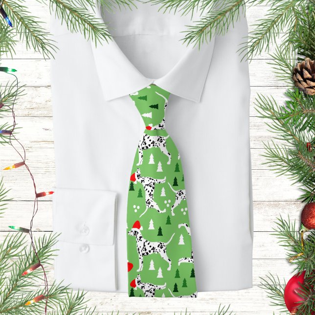 Dalmatiner Weihnachten Urlaub Grüne Weihnachtsmann Krawatte (Dalmatian Christmas Neck Tie)