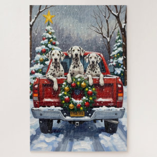 Dalmatiner-Weihnachts-Rot-Lieferwagen-Feiertag Puzzle