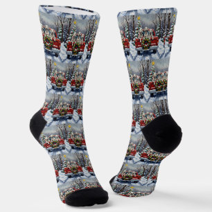 Dalmatiner-Weihnachts-Rot-Lieferwagen-Feiertag Socken