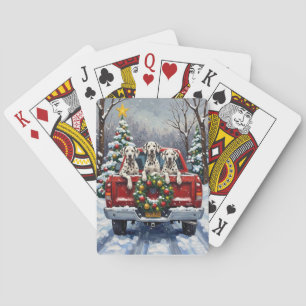Dalmatiner-Weihnachts-Rot-Lieferwagen-Feiertag Spielkarten