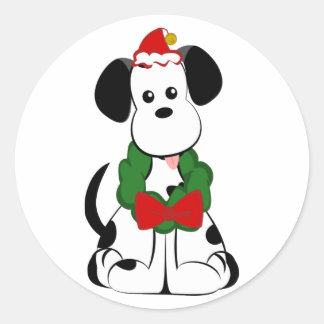 Dalmatiner Weihnachtsaufkleber Runder Aufkleber