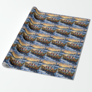 Dalmatiner Weihnachtsboot-Feiertag Geschenkpapier